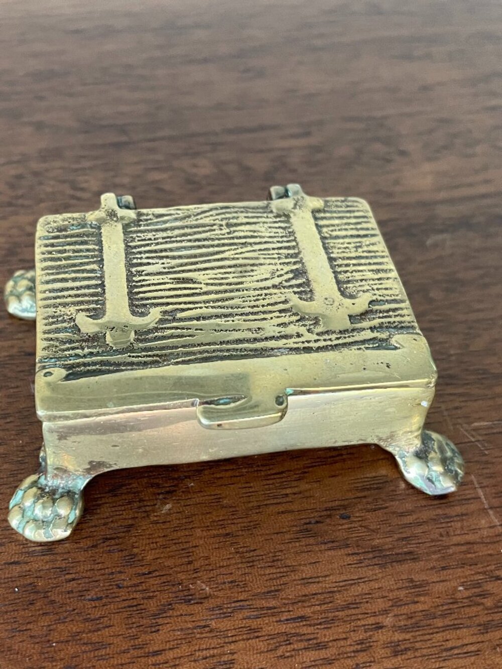 VTG Small Brass Trinket Box w/ Lion Feet England